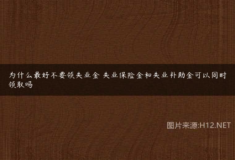 为什么最好不要领失业金 失业保险金和失业补助金可以同时领取吗