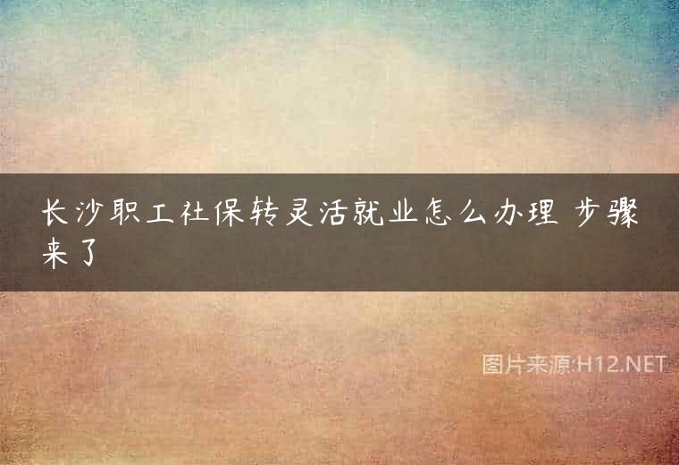 长沙职工社保转灵活就业怎么办理 步骤来了