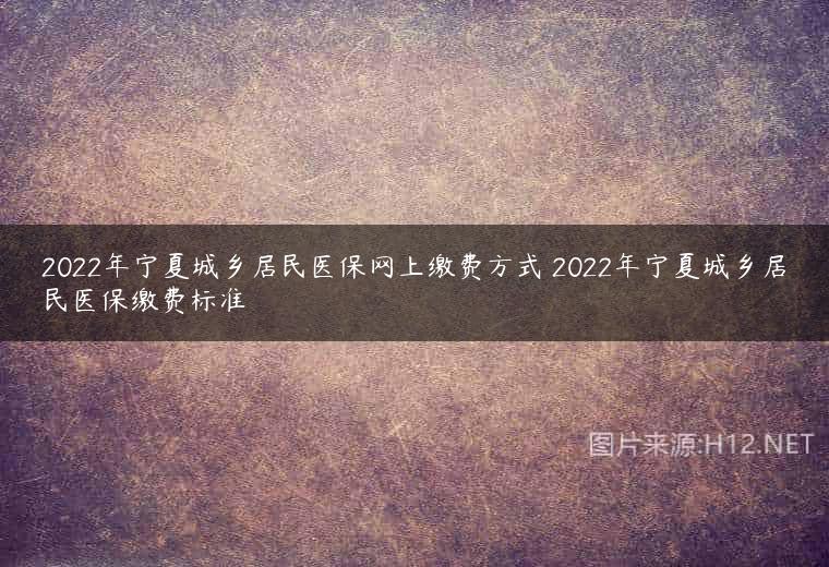 2022年宁夏城乡居民医保网上缴费方式 2022年宁夏城乡居民医保缴费标准