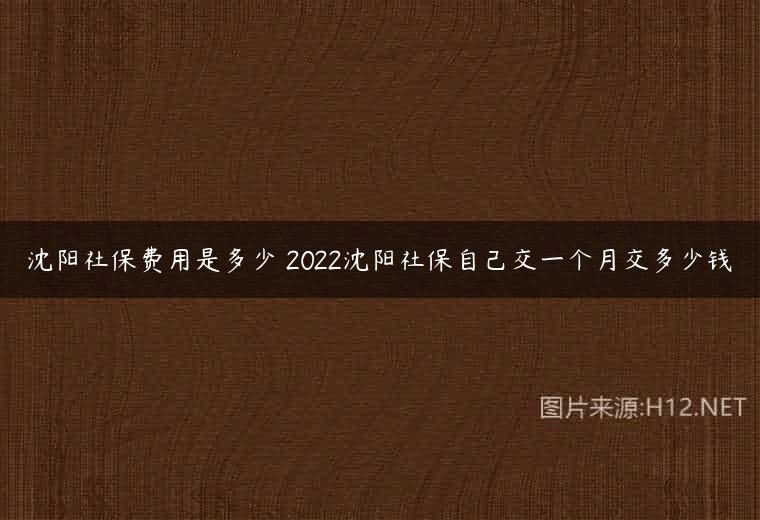 沈阳社保费用是多少 2022沈阳社保自己交一个月交多少钱