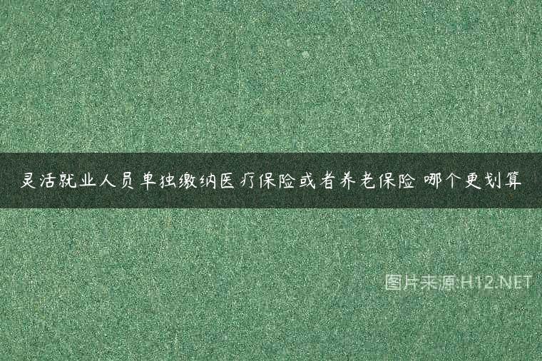 灵活就业人员单独缴纳医疗保险或者养老保险 哪个更划算