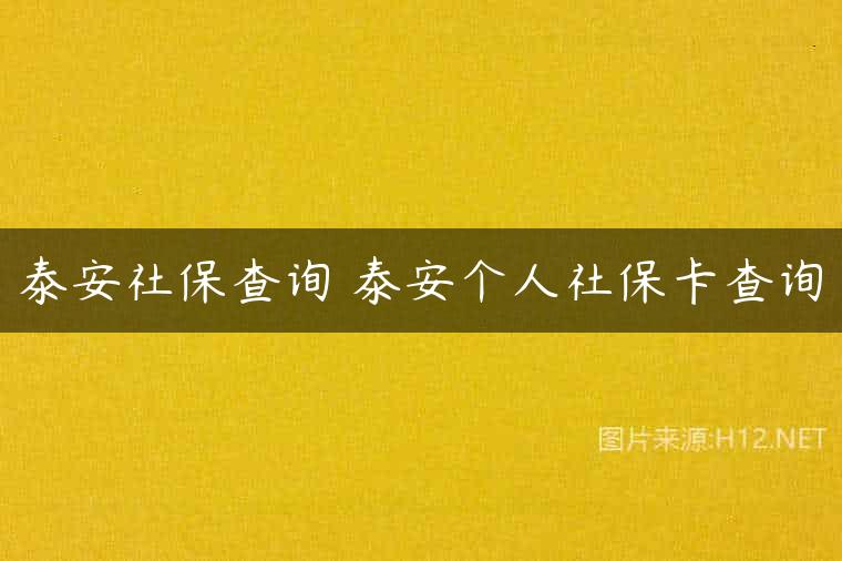 泰安社保查询 泰安个人社保卡查询