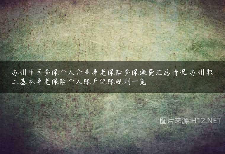苏州市区参保个人企业养老保险参保缴费汇总情况 苏州职工基本养老保险个人账户记账规则一览