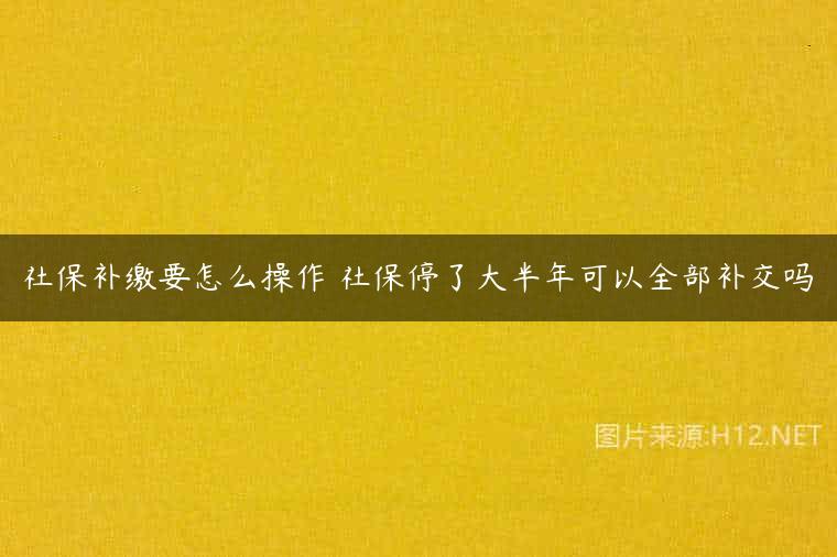 社保补缴要怎么操作 社保停了大半年可以全部补交吗