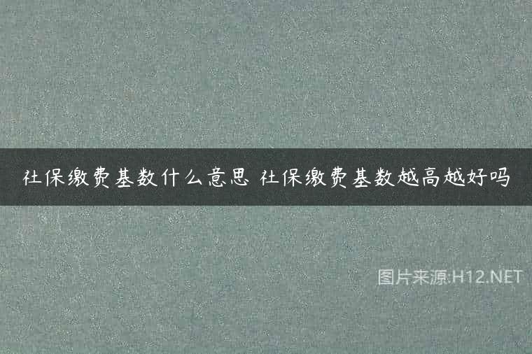 社保缴费基数什么意思 社保缴费基数越高越好吗
