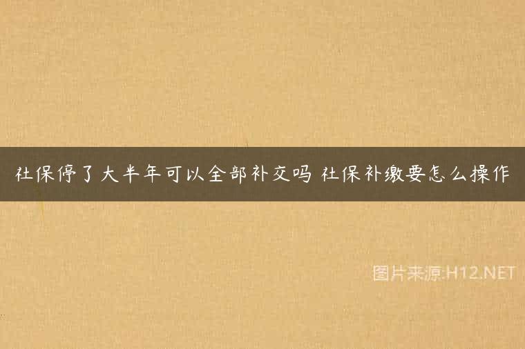 社保停了大半年可以全部补交吗 社保补缴要怎么操作