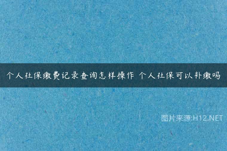 个人社保缴费记录查询怎样操作 个人社保可以补缴吗