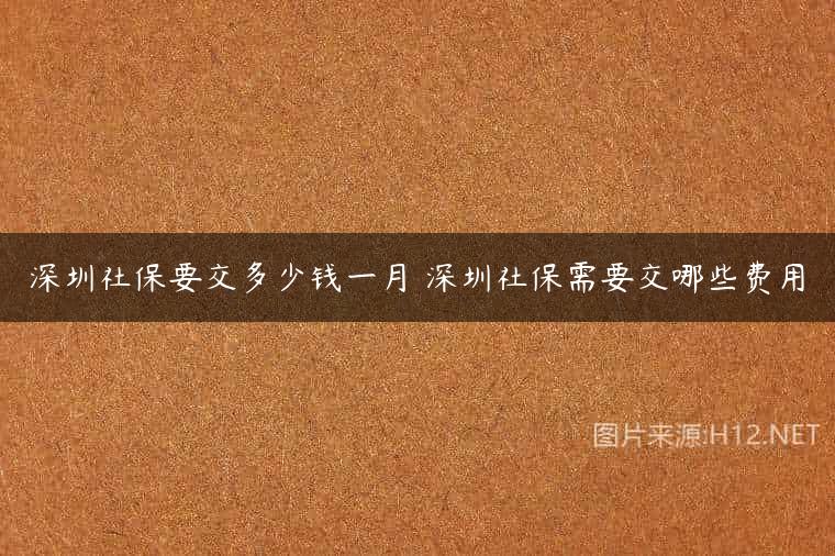 深圳社保要交多少钱一月 深圳社保需要交哪些费用
