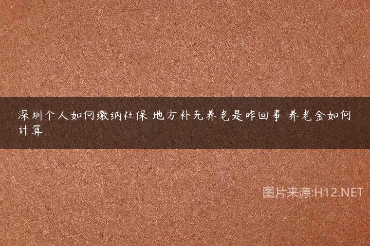 深圳个人如何缴纳社保 地方补充养老是咋回事 养老金如何计算