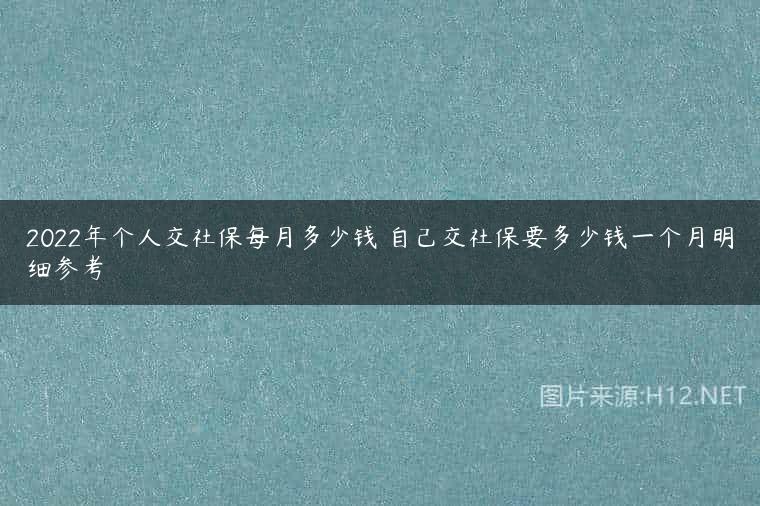 2022年个人交社保每月多少钱 自己交社保要多少钱一个月明细参考
