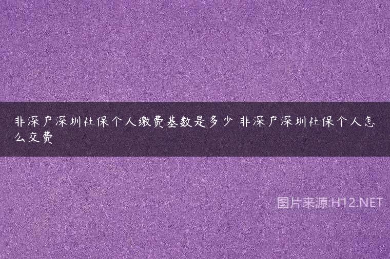 非深户深圳社保个人缴费基数是多少 非深户深圳社保个人怎么交费