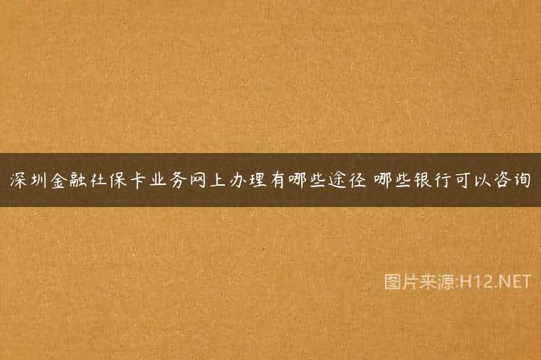 深圳金融社保卡业务网上办理有哪些途径 哪些银行可以咨询