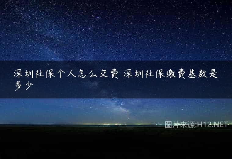 深圳社保个人怎么交费 深圳社保缴费基数是多少