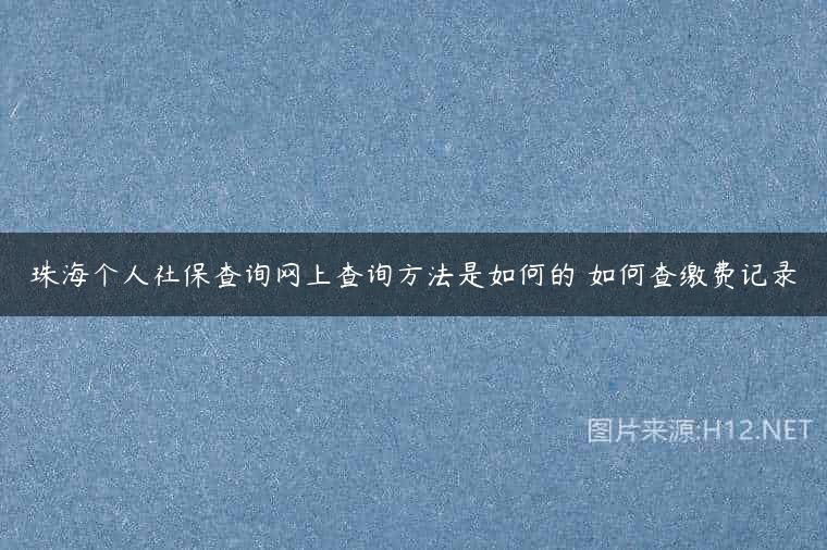 珠海个人社保查询网上查询方法是如何的 如何查缴费记录