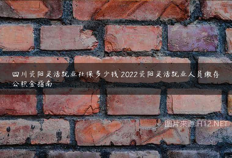 四川资阳灵活就业社保多少钱 2022资阳灵活就业人员缴存公积金指南