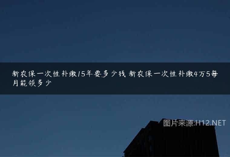 新农保一次性补缴15年要多少钱 新农保一次性补缴4万5每月能领多少