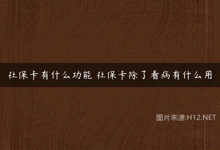 社保卡有什么功能 社保卡除了看病有什么用