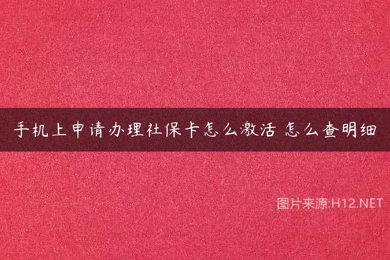 手机上申请办理社保卡怎么激活 怎么查明细