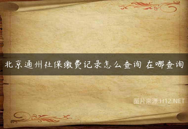 北京通州社保缴费记录怎么查询 在哪查询