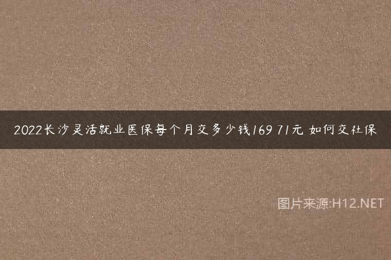 2022长沙灵活就业医保每个月交多少钱169 71元 如何交社保