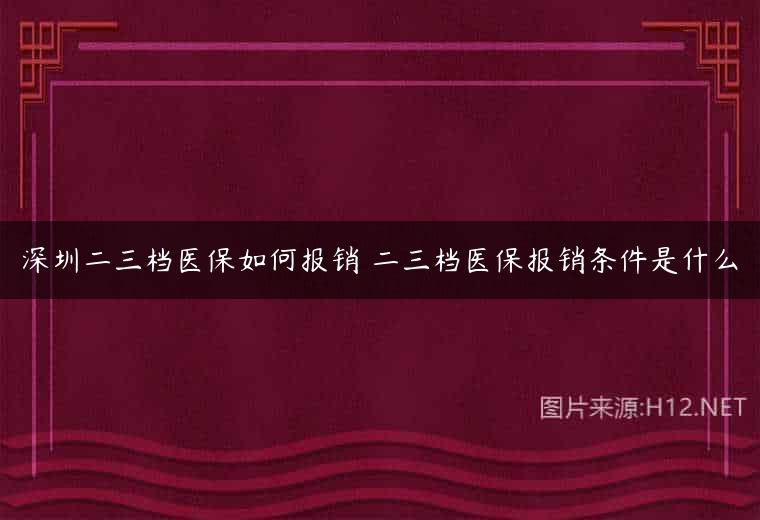 深圳二三档医保如何报销 二三档医保报销条件是什么