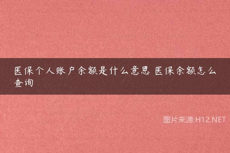 医保个人账户余额是什么意思 医保余额怎么查询