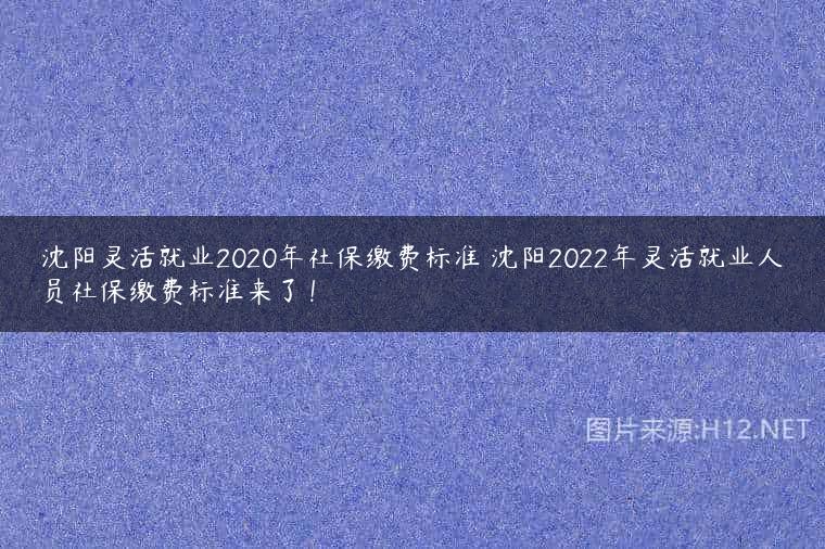 沈阳灵活就业2020年社保缴费标准 沈阳2022年灵活就业人员社保缴费标准来了！