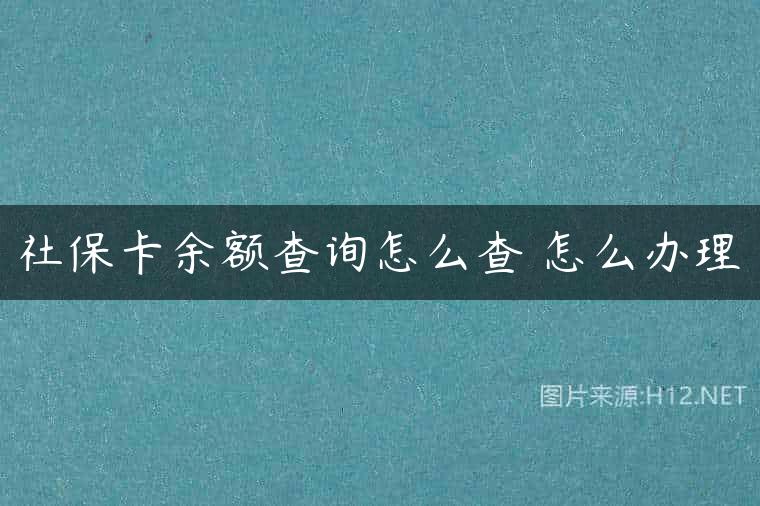 社保卡余额查询怎么查 怎么办理