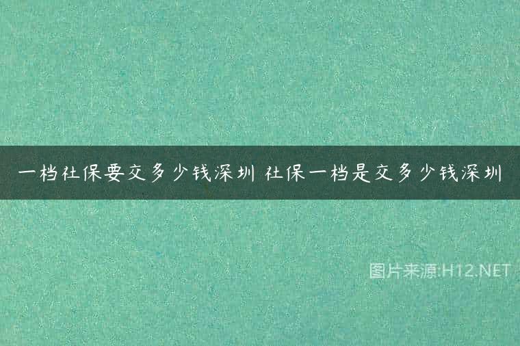 一档社保要交多少钱深圳 社保一档是交多少钱深圳