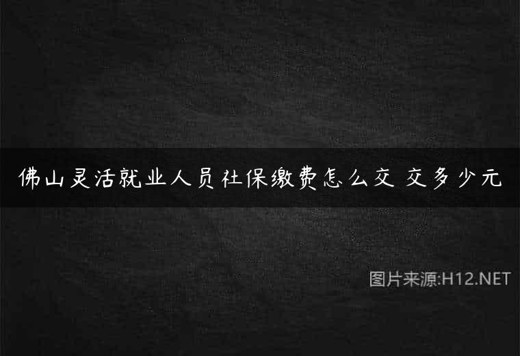 佛山灵活就业人员社保缴费怎么交 交多少元