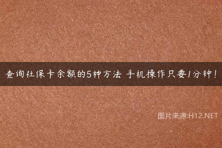 查询社保卡余额的5种方法 手机操作只要1分钟！