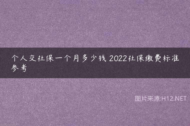 个人交社保一个月多少钱 2022社保缴费标准参考