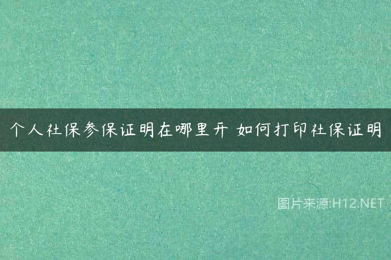 个人社保参保证明在哪里开 如何打印社保证明