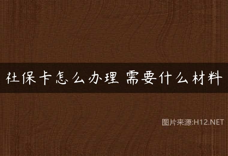 社保卡怎么办理 需要什么材料