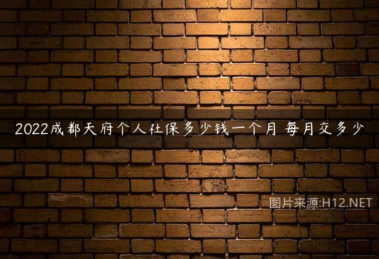 2022成都天府个人社保多少钱一个月 每月交多少