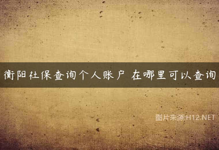 衡阳社保查询个人账户 在哪里可以查询