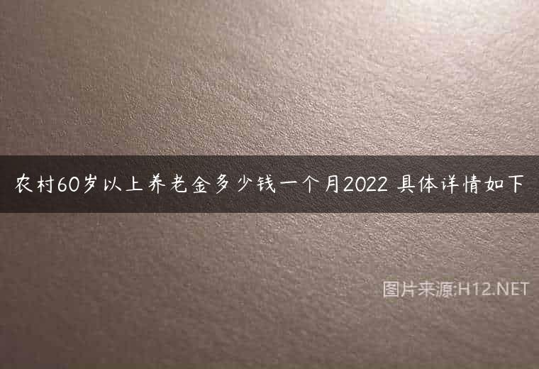 农村60岁以上养老金多少钱一个月2022 具体详情如下