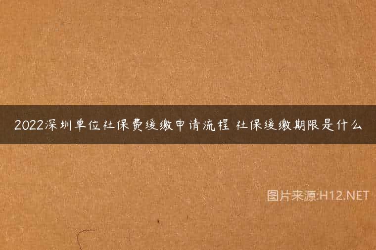 2022深圳单位社保费缓缴申请流程 社保缓缴期限是什么