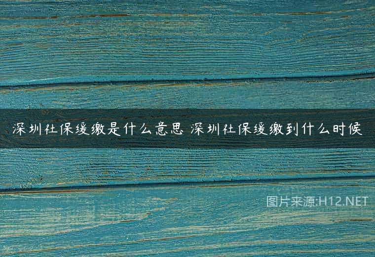 深圳社保缓缴是什么意思 深圳社保缓缴到什么时候