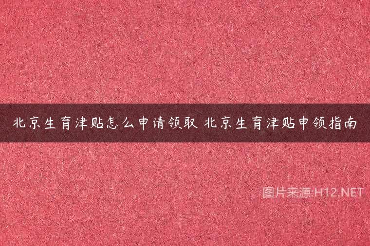 北京生育津贴怎么申请领取 北京生育津贴申领指南