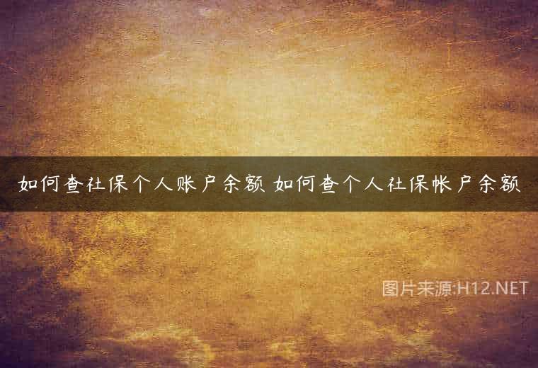 如何查社保个人账户余额 如何查个人社保帐户余额