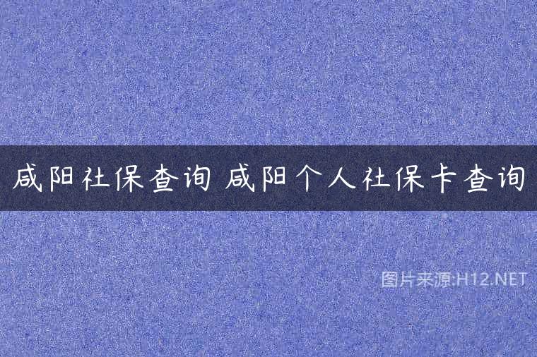 咸阳社保查询 咸阳个人社保卡查询
