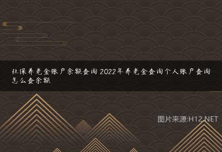 社保养老金账户余额查询 2022年养老金查询个人账户查询怎么查余额
