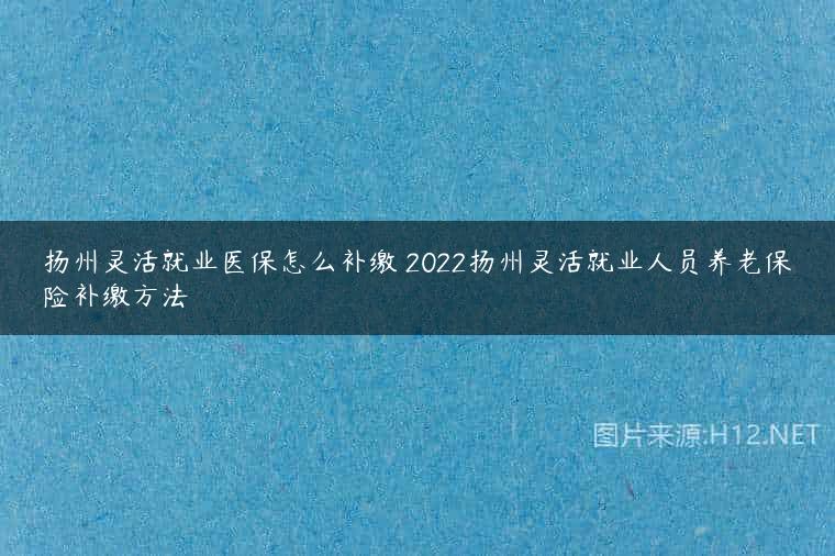 扬州灵活就业医保怎么补缴 2022扬州灵活就业人员养老保险补缴方法