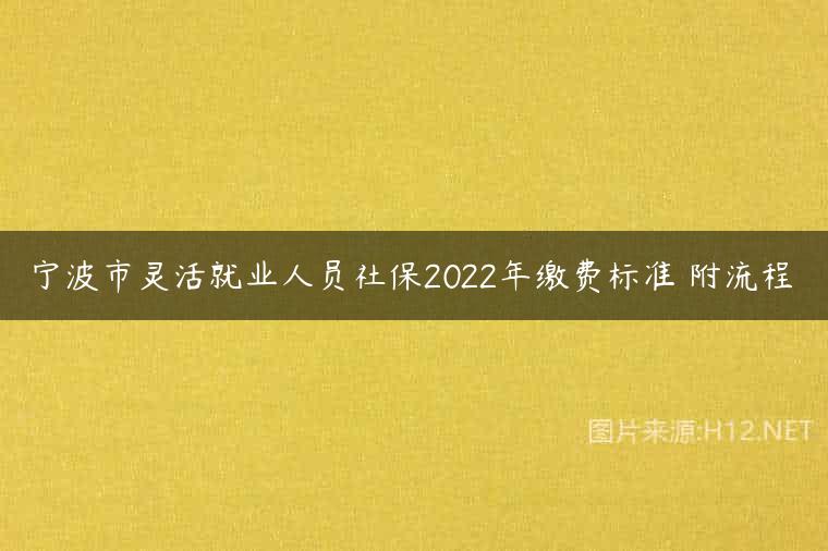 宁波市灵活就业人员社保2022年缴费标准 附流程