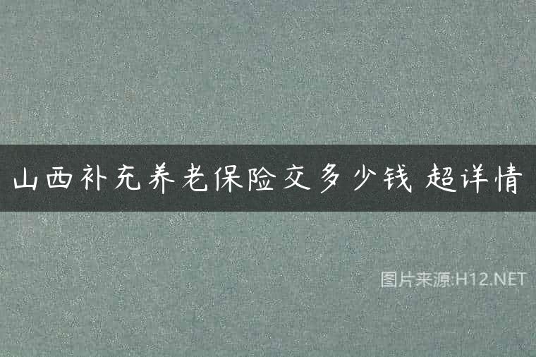 山西补充养老保险交多少钱 超详情