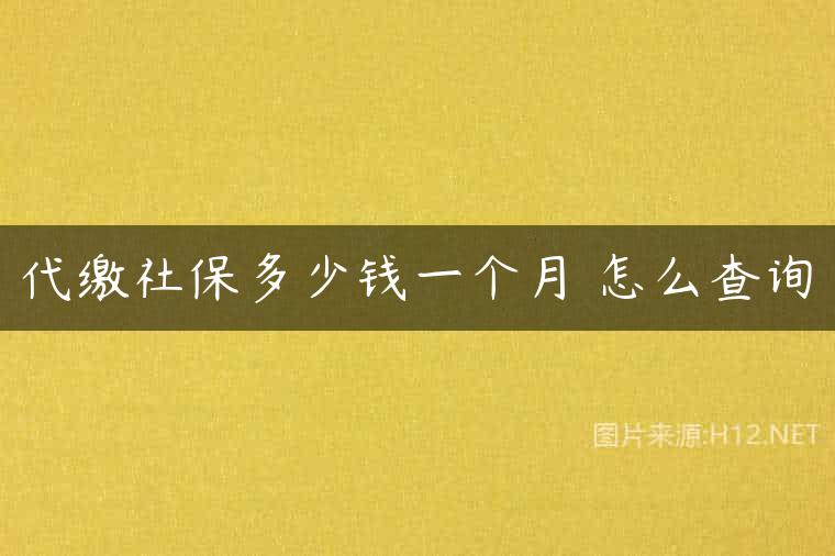 代缴社保多少钱一个月 怎么查询