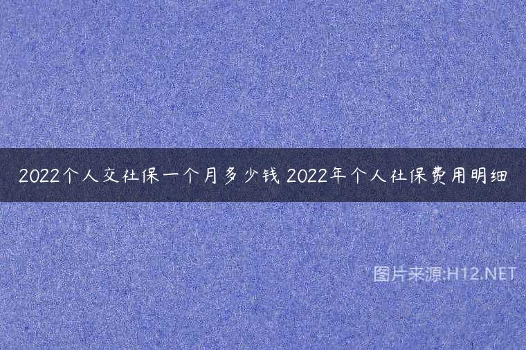 2022个人交社保一个月多少钱 2022年个人社保费用明细