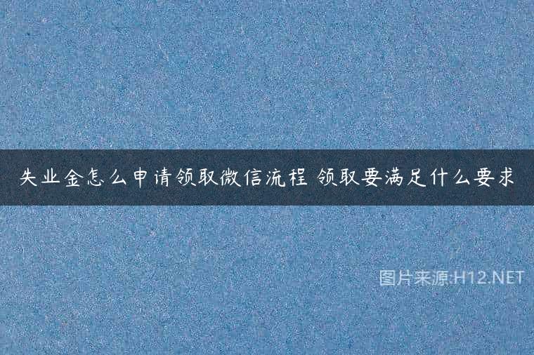 失业金怎么申请领取微信流程 领取要满足什么要求
