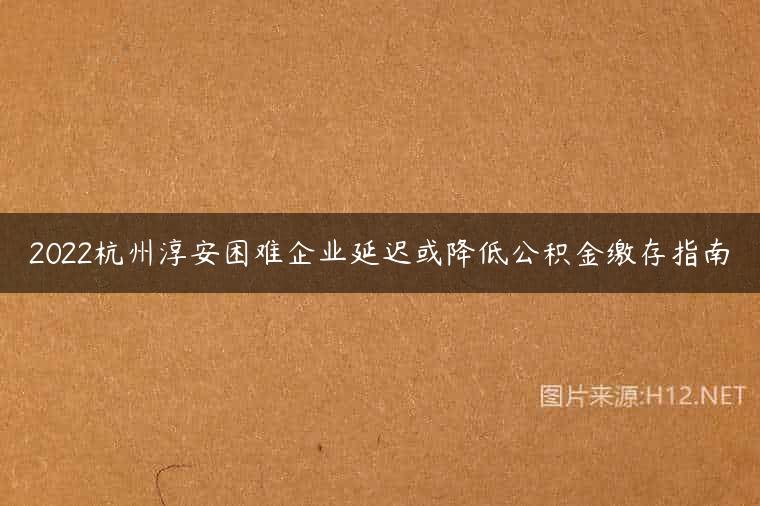 2022杭州淳安困难企业延迟或降低公积金缴存指南